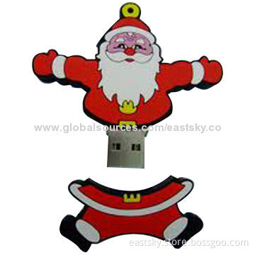 Custom Santa Claus-shaped USB Flash Drive, Made of Soft PVC Material, OEM Orders are Welcome